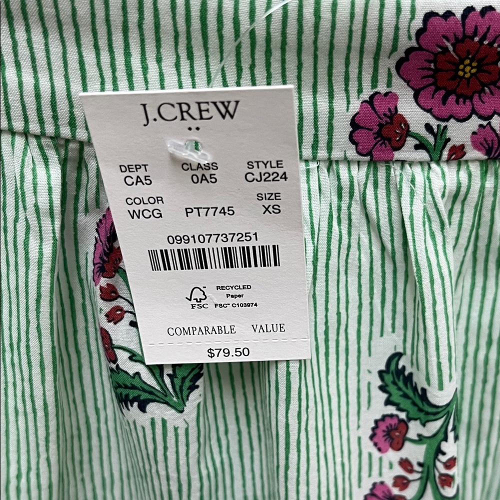 NWT J. Crew Mint Green & Magenta Floral Lined Tiered Mini Skirt - Picture 2 of 7